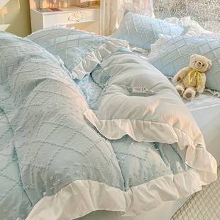 韩式公主风床品四件套纯棉全棉剪花夏季水洗棉被套罩床单床笠床上