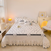 全棉夹棉加厚床单，纯棉蕾丝花边床盖1.5m1.8米，双人床罩