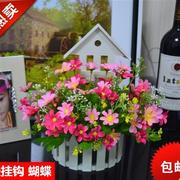 雏菊套装花客厅墙壁装饰花壁挂花假花绢花吊兰挂篮花艺仿真花