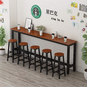实木吧台桌酒吧桌椅组合靠墙长条高脚桌子奶茶店咖啡阳台桌窄桌子