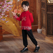 男童唐装宝宝新年衣服，幼儿园游园夹棉套装，中国风龙年喜庆汉服