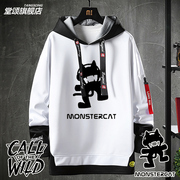 电音猫卫衣monstercat怪兽猫，猫厂衣服男女，休闲飘带上衣潮流外套