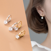 耳扣女纯银锆石耳环2024超闪轻奢设计高级感养耳洞耳圈