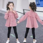女童衬衫长袖2024春秋装，韩版3-12岁儿童女，宝宝小女孩洋气衬衣