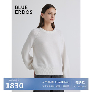100%山羊绒BLUE ERDOS冬季宽松羊腿袖针织衫女B236A0001