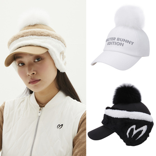 高尔夫球帽女冬季兔耳毛绒护耳舒适保暖golf鸭舌帽户外运动防晒帽