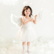 儿童摄影服装小天使主题白色公主，裙翅膀3岁4夏款影楼童装拍照写真