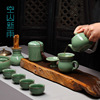 山青瓷陶瓷手工冰裂茶具，套装雨可空新雕刻功夫茶具套装