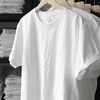 日本210g纯棉夏季纯色短袖打底衫，情侣t恤圆领男女款体桖纯黑内搭