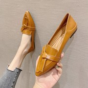 鞋子女秋2021小众设计感复古小皮鞋女尖头平底单鞋舒适豆豆鞋