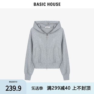 Basic House/百家好春秋款2024穿搭修身女装瑜伽上衣运动卫衣