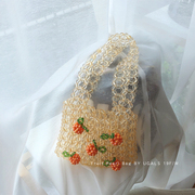 ugals樱桃diy材料包亚克力手工，编织串珠水晶珍珠，包包手提单肩小包