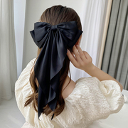 长款黑色蝴蝶结头饰发夹后脑勺顶夹韩国网红弹簧夹发卡女夏季仙气