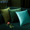 橄榄墨绿色天鹅绒轻奢抱枕沙发客厅复古靠枕床头靠背垫套不含芯