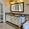 美式橡木浴室柜，组合落地式大理石洗手洗脸盆，洗漱台卫生间卫浴镜柜