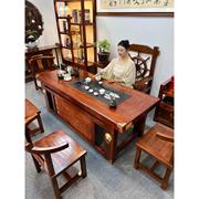 老船木茶台现代中式客厅功夫，茶几实木一体套装，办公室泡茶桌椅组合