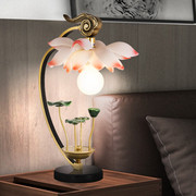 可调节亮度创意新中式台灯家用复古中国风禅意荷花卧室遥控床头灯