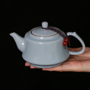 天青色汝窑茶壶开片小号，单壶家用冰裂釉哥窑，陶瓷功夫茶具大泡茶器