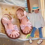 女童凉鞋2024年儿童公主鞋，包头女宝宝软底，皮面夏季中大童鞋子