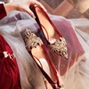 红色婚鞋2024年春秋法式秀禾婚纱，两穿高跟鞋女新娘鞋细跟单鞋