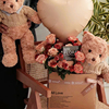 网红泰迪熊牛皮纸抱抱袋银色，镜面手捧袋，玫瑰鲜花花束气球包装袋