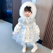 女童冬装棉衣，2023儿童装洋气公主棉服小女孩，加厚保暖棉袄外套