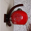中式现代仿古典红色结婚庆过道灯笼阳台卧室床头陶瓷壁灯实木红圆