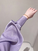 法式高级感紫色缎面衬衫，女2024年早春秋气质，上衣优雅垂感衬衣