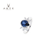 arte艾尔蒂镶嵌彩色晶钻，水滴形蓝色宝石，个性复古指环时尚戒指