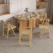 北欧实木圆餐桌椅组合可折叠伸缩多功能吃饭桌储物小户型家用收纳