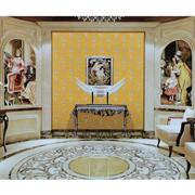 高端刺绣大马士革欧式墙布客厅电视沙发背景黑金色金黄色定制壁布