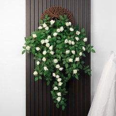 仿真玫瑰花藤仿生墙面遮挡壁挂墙上装饰绿植假花藤条墙壁挂花吊花