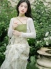 新中式国风改良汉服套装女夏季碎花吊带连衣裙防晒开衫两件套