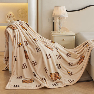 鲸逗云牛奶绒毛毯午睡毯绒床单披肩毯沙发毯秋冬空调绒毯子宝莉熊