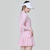 乐为高尔夫百褶裙女粉色golf裙子，高腰运动半身裙网球服女秋冬短裙