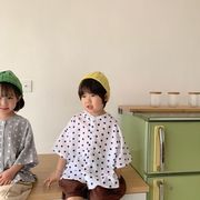 韩国夏款童装儿童圆点衬衣，中小男女童宝宝波点韩版t短袖上衣