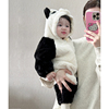 婴儿熊猫连体衣兔毛双层冬季爬服新生儿宝宝秋冬可爱衣服外出服