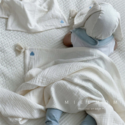 韩国ins婴儿盖毯纯棉，纱布宝宝爱心抱毯幼儿园，儿童午睡毯四季通用