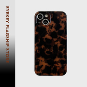 eyekey适用高级复古琥珀豹纹苹果14pro max手机壳iphone1312全包硅胶11女款plus创意个性15promax手机套