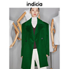 indicia羊毛羊绒大衣女，纯色毛呢外套，绿色茧型秋冬时尚标记女装