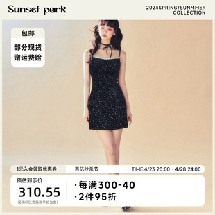 sunsetpark日落公园丝绒千金，复古提花蕾丝，吊带裙绑带连衣裙春夏