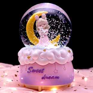 梦幻月亮天使公主，水晶球摆件音乐盒，八音盒儿童女生生日礼物小女孩