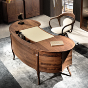 北美黑胡桃木书桌北欧家具书房桌子电脑台轻奢意式实木办公桌家用