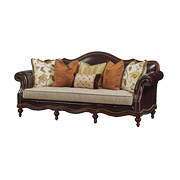 圣奇尼高靠背椅单人欧式实木雕花沙发组合客厅美式皮皮布结合奢华
