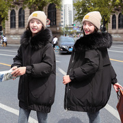 2023新冬季大毛领外套女学生韩版网红加厚中长款学生宽松棉服女
