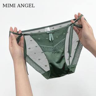 mimiangel蕾丝系带女士内裤两侧可解低腰性感绑带纯棉裆三角内裤