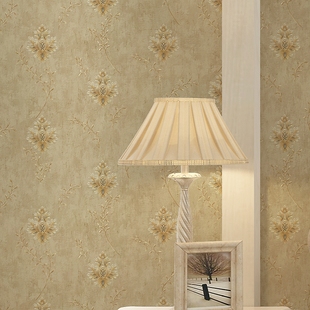 复古美式3D欧式小花墙纸卧室客厅餐厅背景轻奢卷叶草金色浮雕壁纸