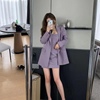 通勤紫色西装外套女套装2023高级感 网红款气质显瘦