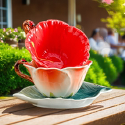 珐琅彩手作陶瓷精致高档拉花咖啡杯女高颜值设计感小众花朵茶杯子