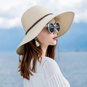 帽子女夏天韩版遮阳帽，防晒太阳帽可折叠大沿沙滩帽海边草帽小清新
